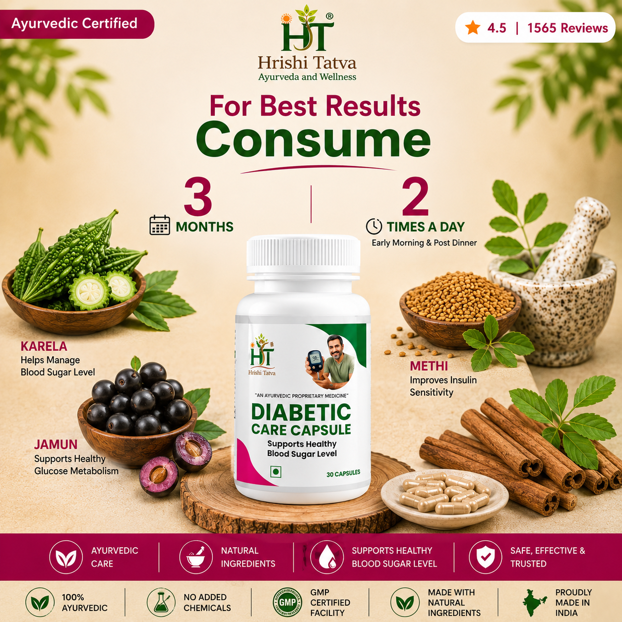 Hrishi Tatva Diabetes Combo – 1 Juice + 1 Capsule