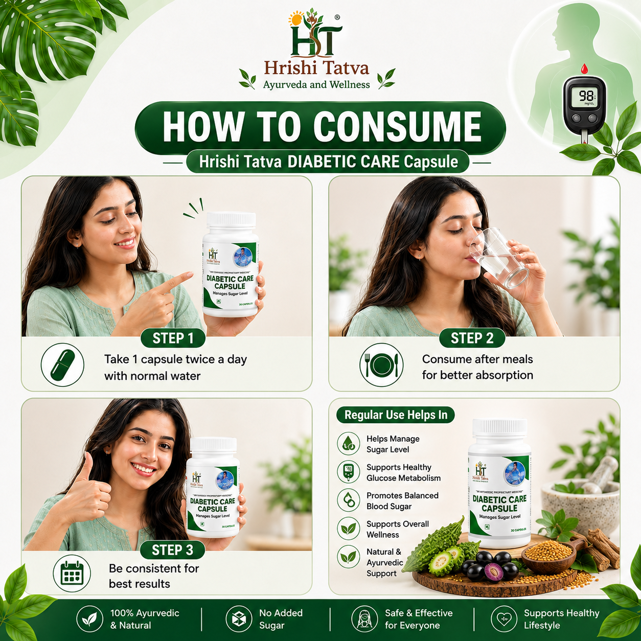 Hrishi Tatva Diabetes Combo – 1 Juice + 1 Capsule